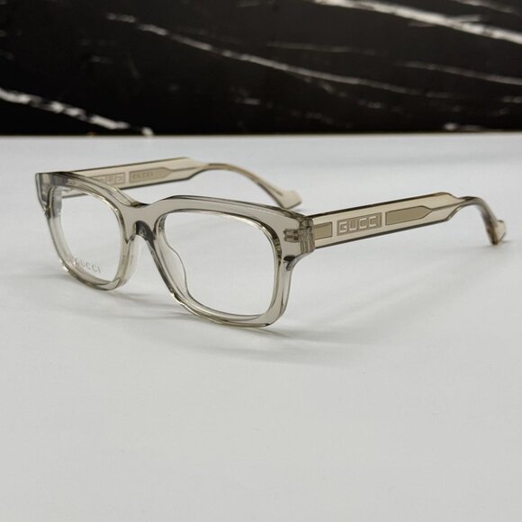 NEW GG1731O 004 GUCCI TRANSPARENT PALE KHAKI GREEN UNISEX GUCCI EYEGLASSES - Picture 6 of 11
